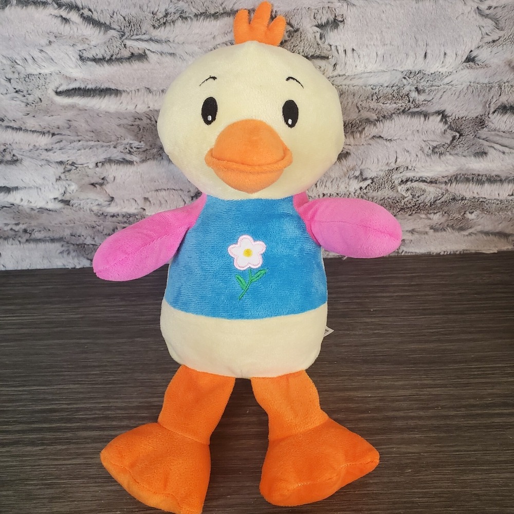 Colorblock Plush Duck Spring Stuffed Easter Animal Embroidered Flower Patch